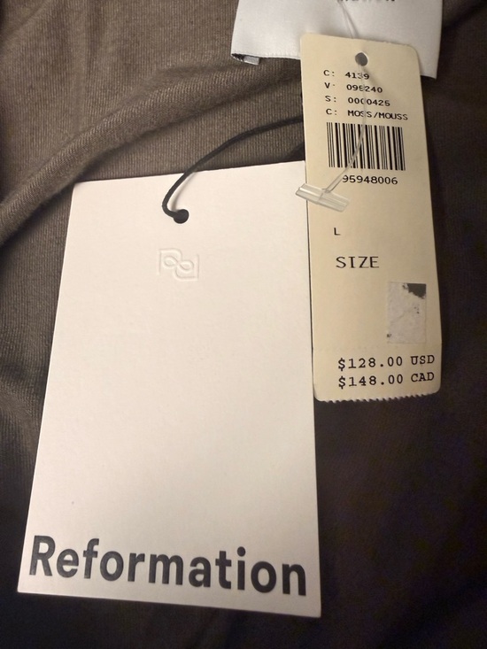 Reformation | Anthropologie | NWT Olive Off-the-Shoulder Azura Knit Top | Sz L - Picture 10 of 12